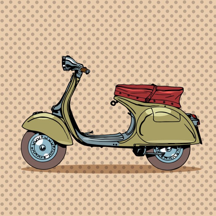 Sticker Italienischer Vespa-Roller vor gepunktetem Hintergrund