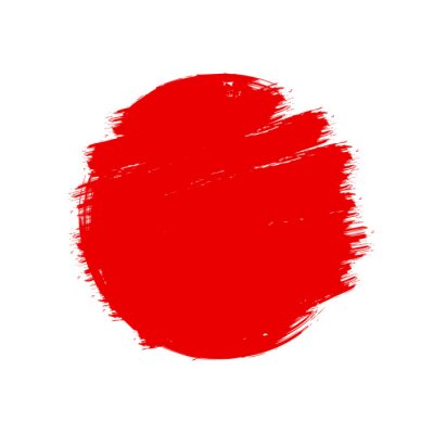 Sticker Japan Flagge asiatischen Stil rot Grunge Sonne Symbol isoliert auf weißem Hintergrund. Handgezeichnete Pinselstriche