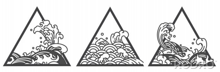 Sticker Japan water wave triangle tattoo.