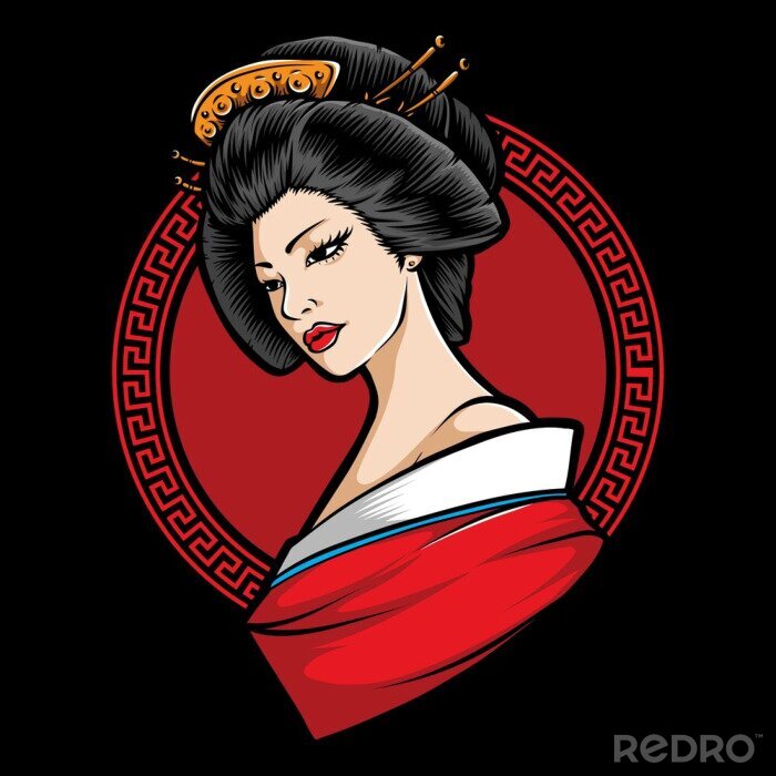 Sticker japanese  geisha character vector logo