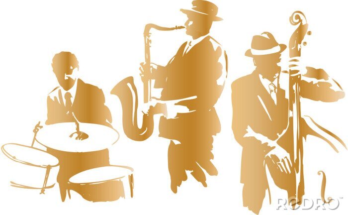 Sticker Jazz-Trio weiß-braune Grafik