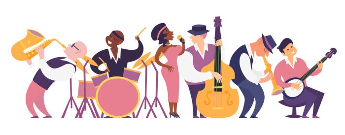 Sticker Jazzband im Retro-Stil Grafik