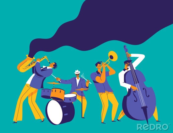 Sticker Jazzband in Nuancen von drei Farben