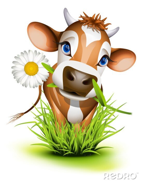 Sticker Jersey-Kuh im Gras