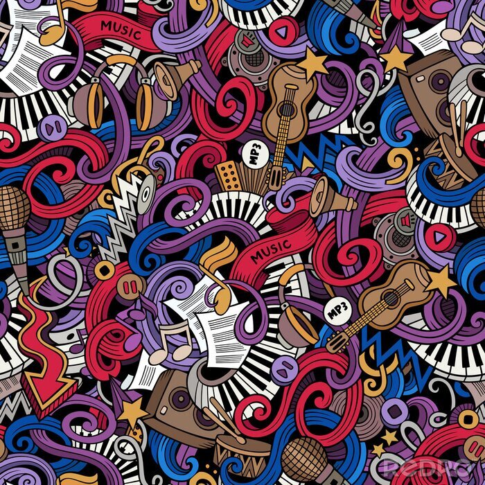 Sticker Jugend-Illustration mit Instrumenten