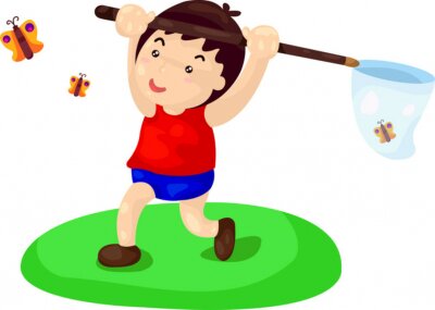 Sticker Junge fangen Schmetterlinge