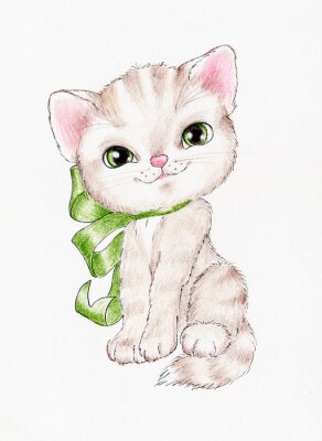 Sticker Kätzchen mit Schleife