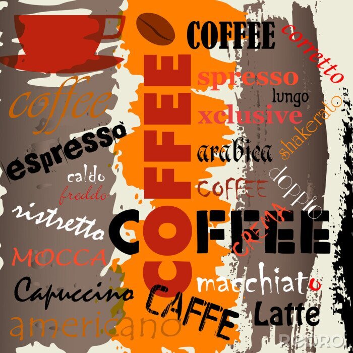 Sticker Kaffee Werbung / Menü-Design, Vektor