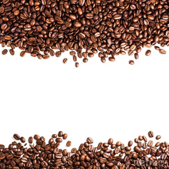 Sticker Kaffeebohnen auf weißem Hintergrund