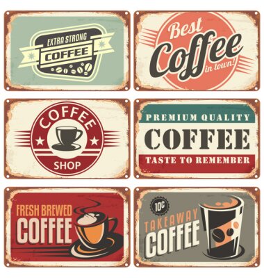 Kaffeetasse und Aufschriften Vintage
