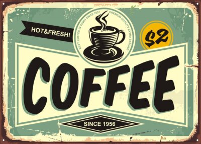 Sticker Kaffeewerbung im Retro-Stil