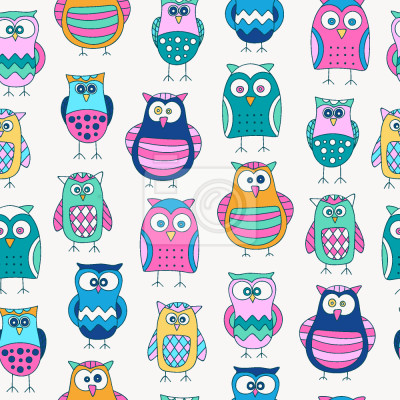 Tapete Karikatur Eulen