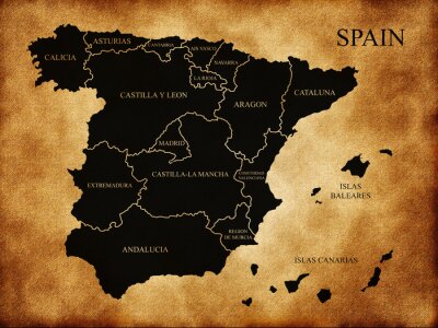 Sticker Karte der administrativen Abteilungen von Spanien