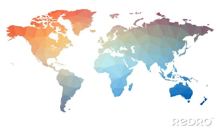 Sticker Karte der Welt, in Dreiecke. Raster 1