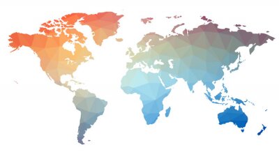 Sticker Karte der Welt, in Dreiecke. Raster 1