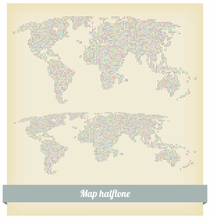 Sticker Karte Halbton Vektor