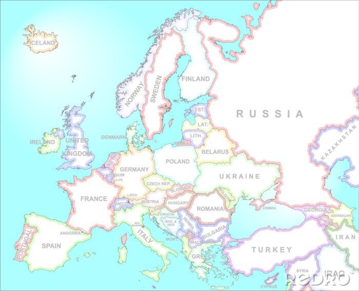 Sticker Karte von Europa im Vintage-Stil