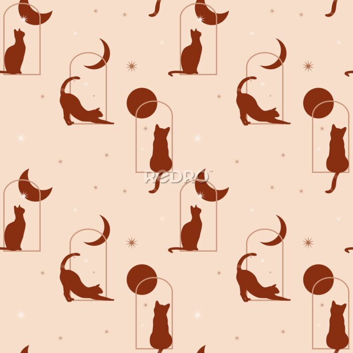 Sticker Katze-Boho-Thema