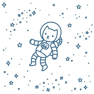 Sticker Katze für Kinder Kosmonaut minimalistische Grafik