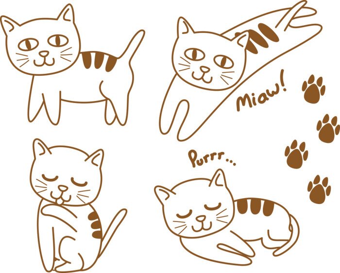 Sticker Katze für Kinder mit drei Streifen auf dem Rücken