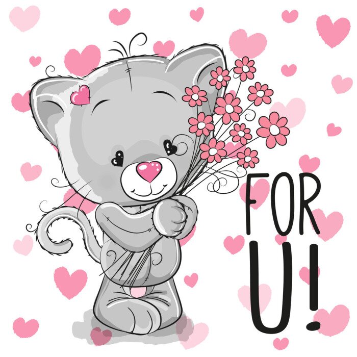 Sticker Katze für Kinder mit einer herzförmigen Nase