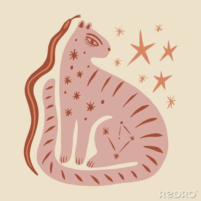 Sticker Katze im Boho-Stil