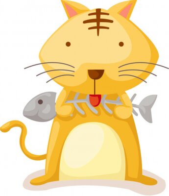 Sticker Katze mit Fisch Knochen