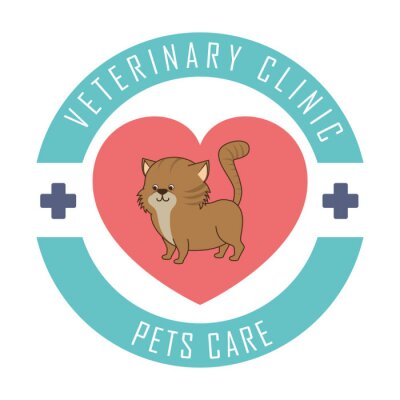 Sticker Katzen Grafik einer Katze, die für eine Tierklinik wirbt