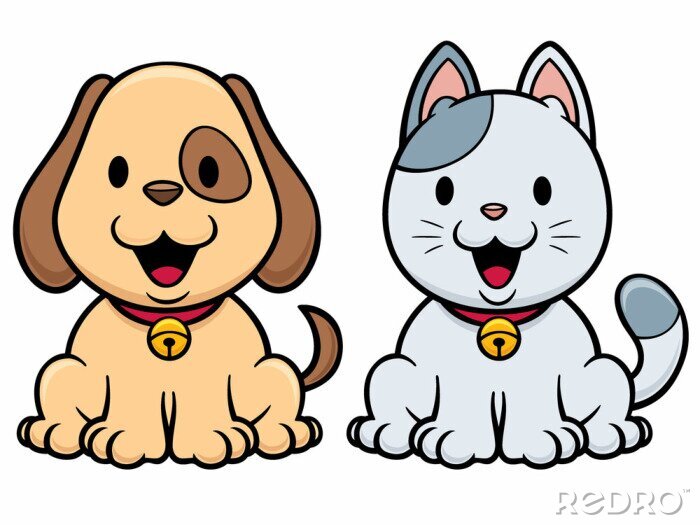Sticker Katzen und Hunde fröhliche Grafik für Kinder