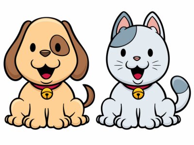 Sticker Katzen und Hunde fröhliche Grafik für Kinder