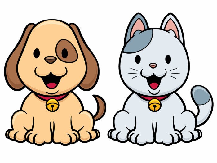Sticker Katzen und Hunde fröhliche Grafik für Kinder