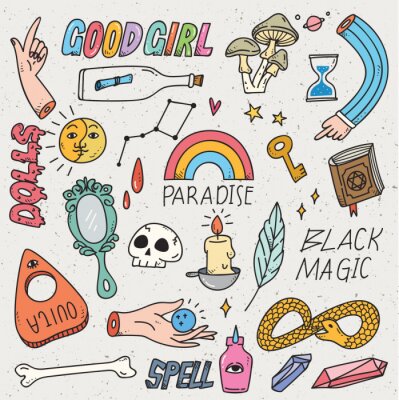 Sticker Kawaii doodle set, can be use as fashion patch