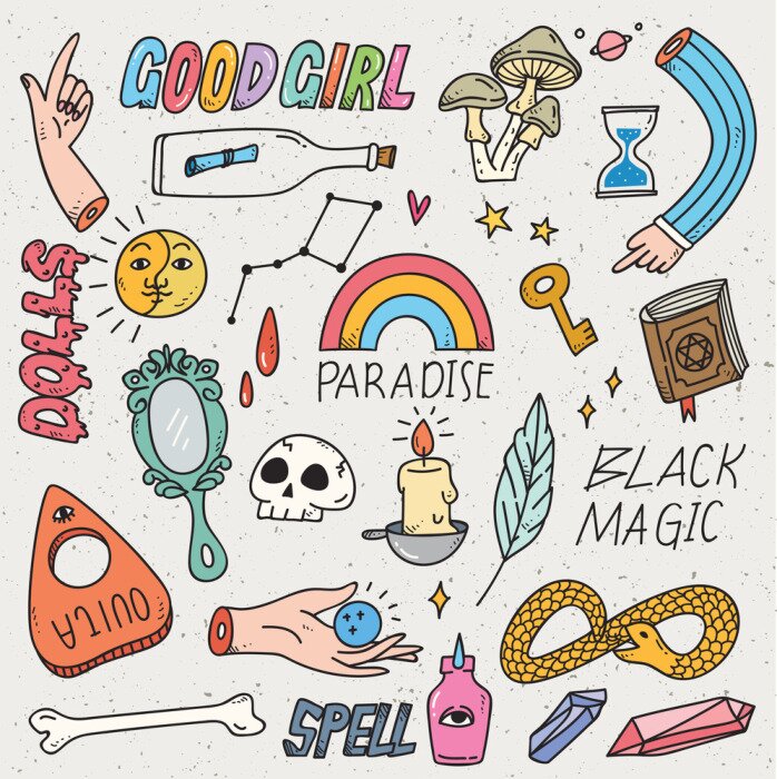 Sticker Kawaii doodle set, can be use as fashion patch