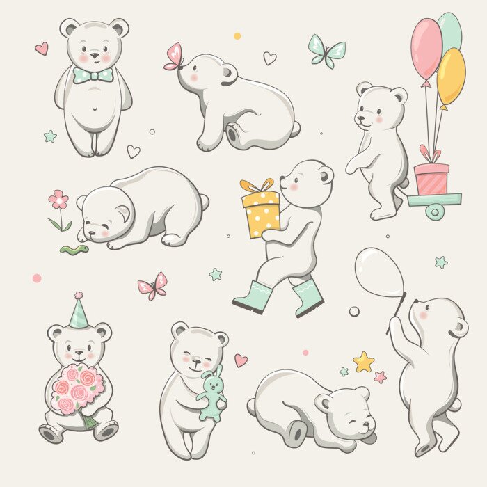 Sticker Kinder-Illustration mit Bärchen