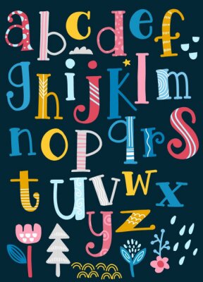 Sticker Kinderalphabet mit dekorativen Buchstaben
