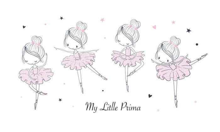 Sticker Kindermuster mit einer tanzenden Primaballerina