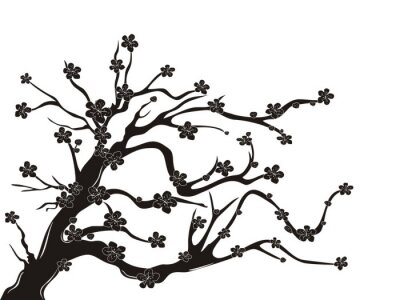 Sticker Kirschblüte Baum Silhouette
