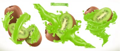 Sticker Kiwi mit grünem Saft übergossen