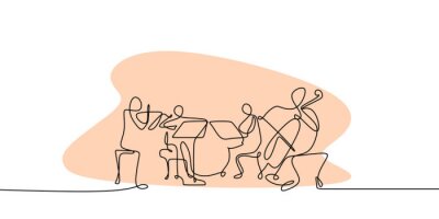 Sticker Klassische Musik Streichquartett mit Linien gemalt