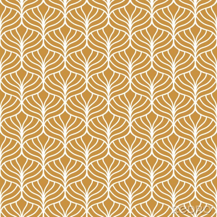 Sticker Klassisches Art Deco nahtloses Muster der goldenen Blätter. Geometrische stilvolle Verzierung. Vektor antike Textur