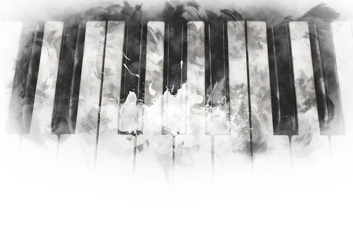 Sticker Klavier- oder Pianotasten Aquarellzeichnung