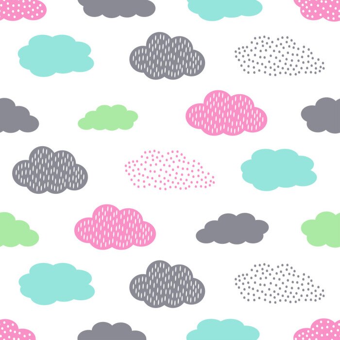 Sticker Kleine bunte Wolken mit Punkten