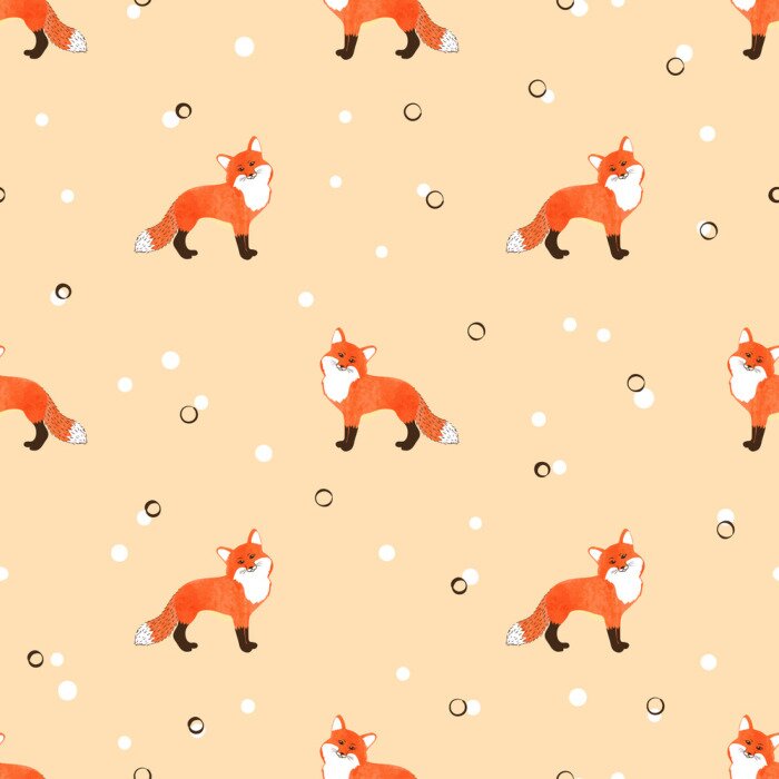 Sticker Kleine Füchse auf gepunktetem Hintergrund