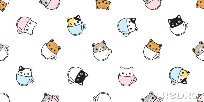 Sticker Kleine Katzen in Tassen