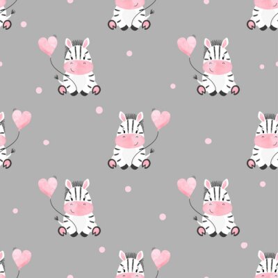 Tapete Kleine Zebras mit Luftballons