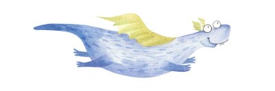 Sticker Kleiner blauer Drache