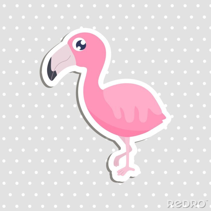 Sticker Kleiner Flamingo auf einem Hintergrund aus Punkten