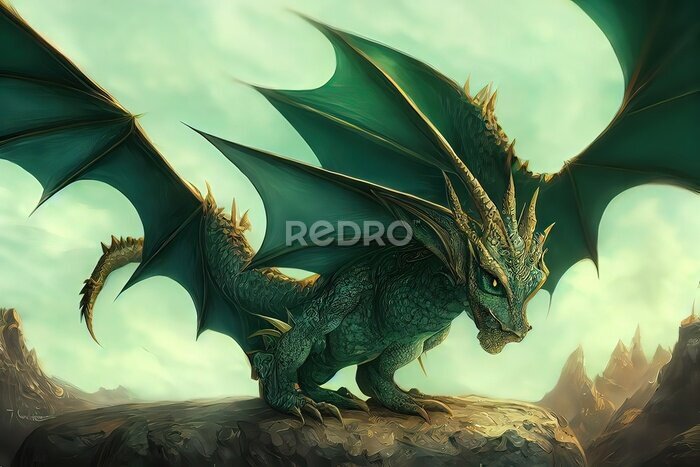 Sticker Kleiner grüner Drache