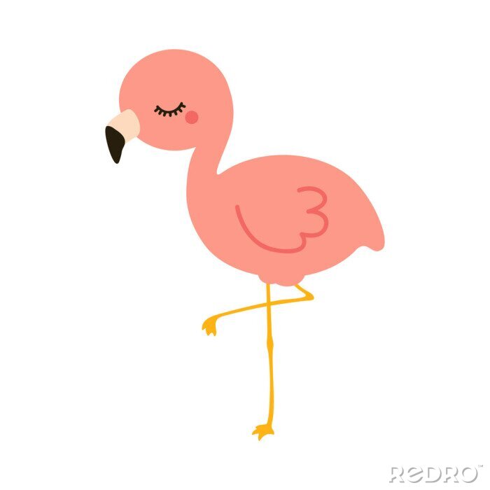 Sticker Kleiner pastellfarbener Flamingo