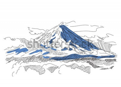 Sticker Klyuchevskaya Sopka. Vulkan. Kamtschatka. Russland